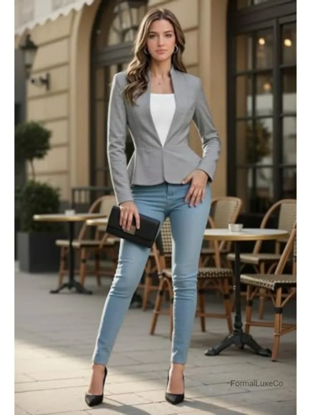 Women's Casual Open Front Blazer Jacket